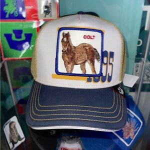 Goorin Bros. White and Navy Horse Patch Hat